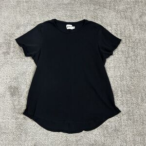 Pact Tee Shirt Womens Large Black Organic Cotton Linen Short Sleeve Casual Top